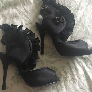 Beautiful black satin and frill heel